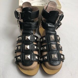 Candela NYC black and silver studded Gladiator sandal